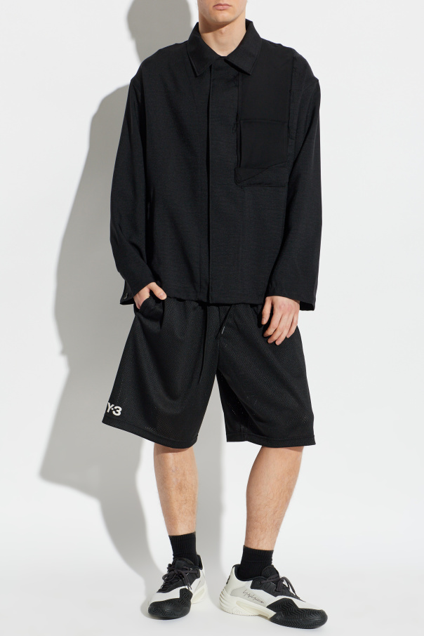 Y-3 Perforated shorts with printed logo