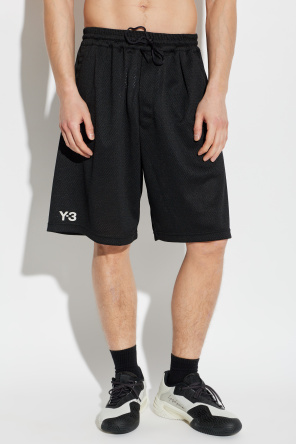 Y-3 Perforated shorts with printed logo
