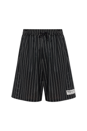 Perforated striped-pattern shorts
