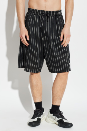 Y-3 Perforated striped-pattern shorts