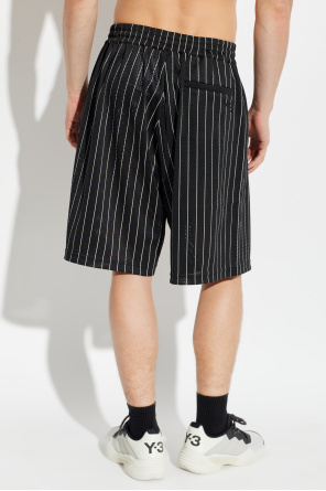 Y-3 Perforated striped-pattern shorts