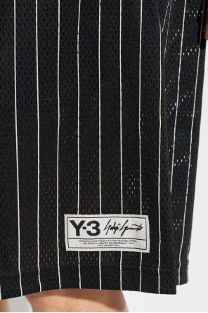 Y-3 Perforated striped-pattern shorts