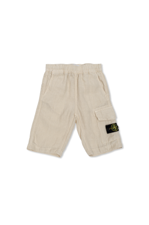 Pantalones cortos de lino con parche de logo