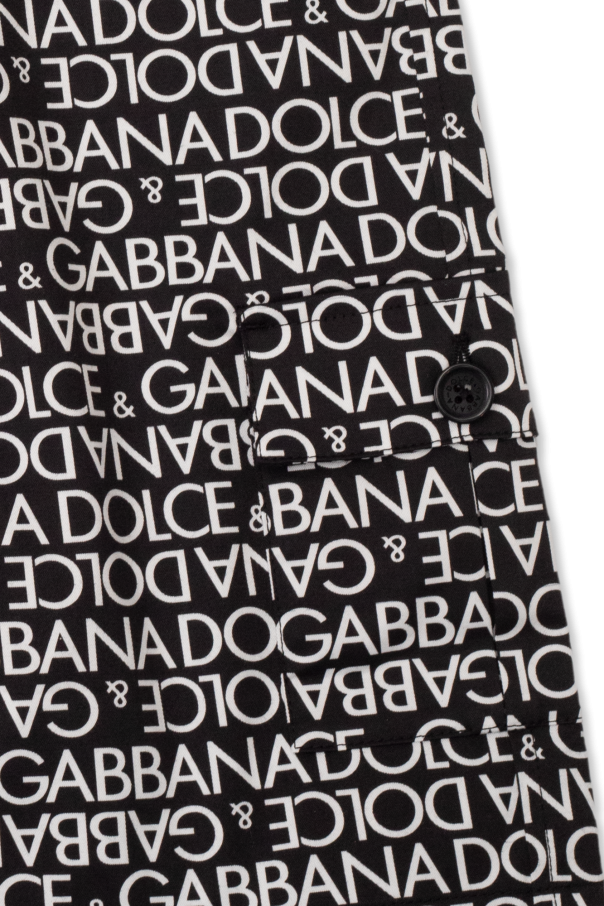Dolce & Gabbana Kids slogan-print puffer gilet Cargo shorts