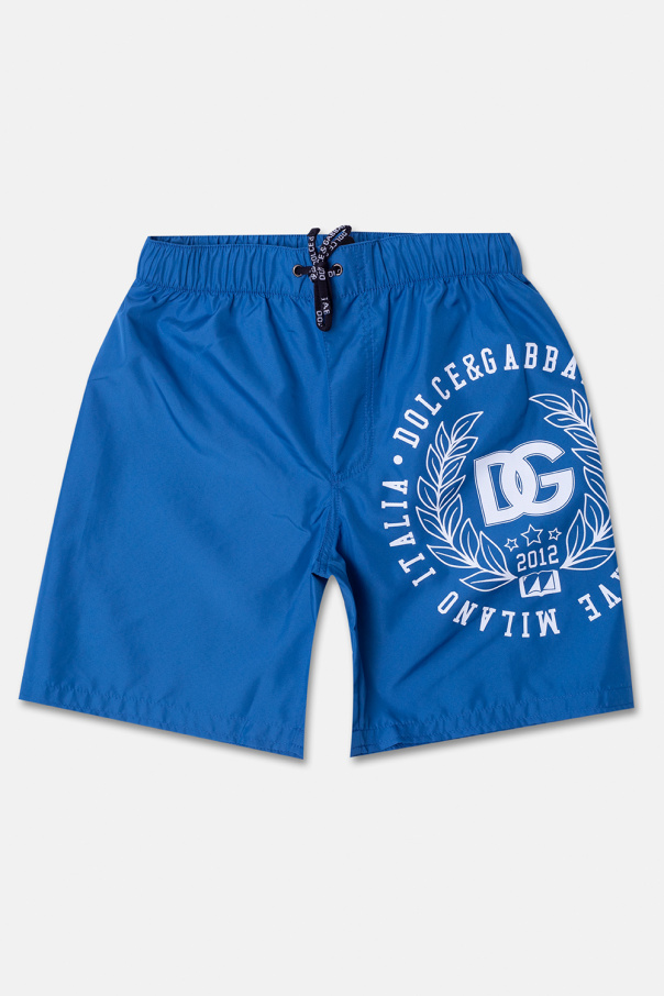 Dolce feather-trim & Gabbana Kids Swim shorts