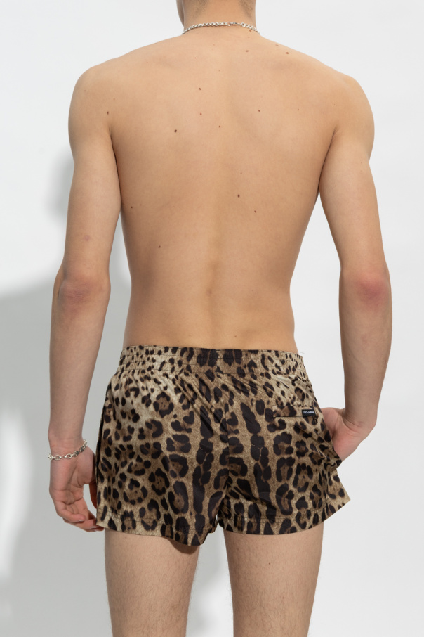 dolce patch & Gabbana logo plaque denim jacket Gelb Leopard print swim shorts