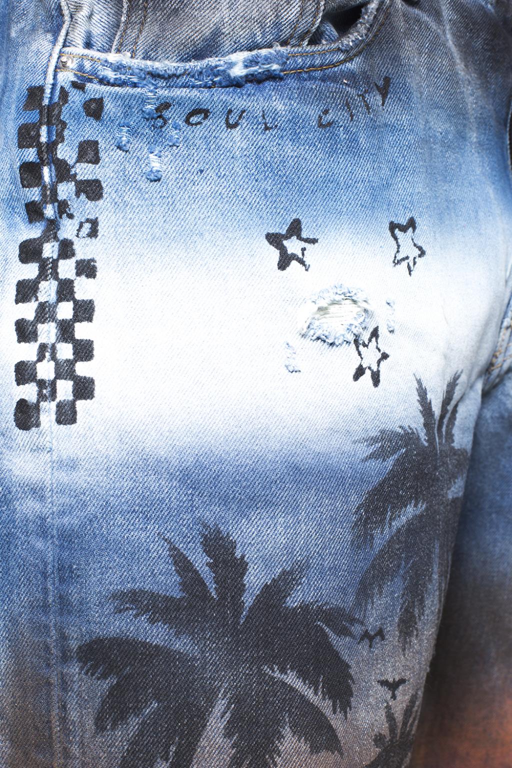 amiri palm tree jeans black