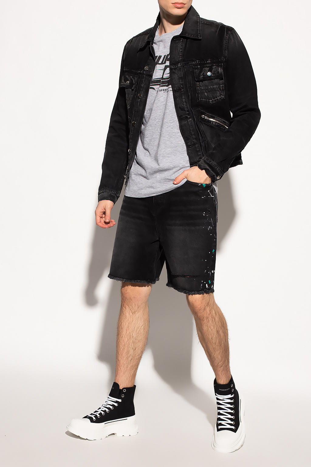 Amiri cargo denim shorts Blau