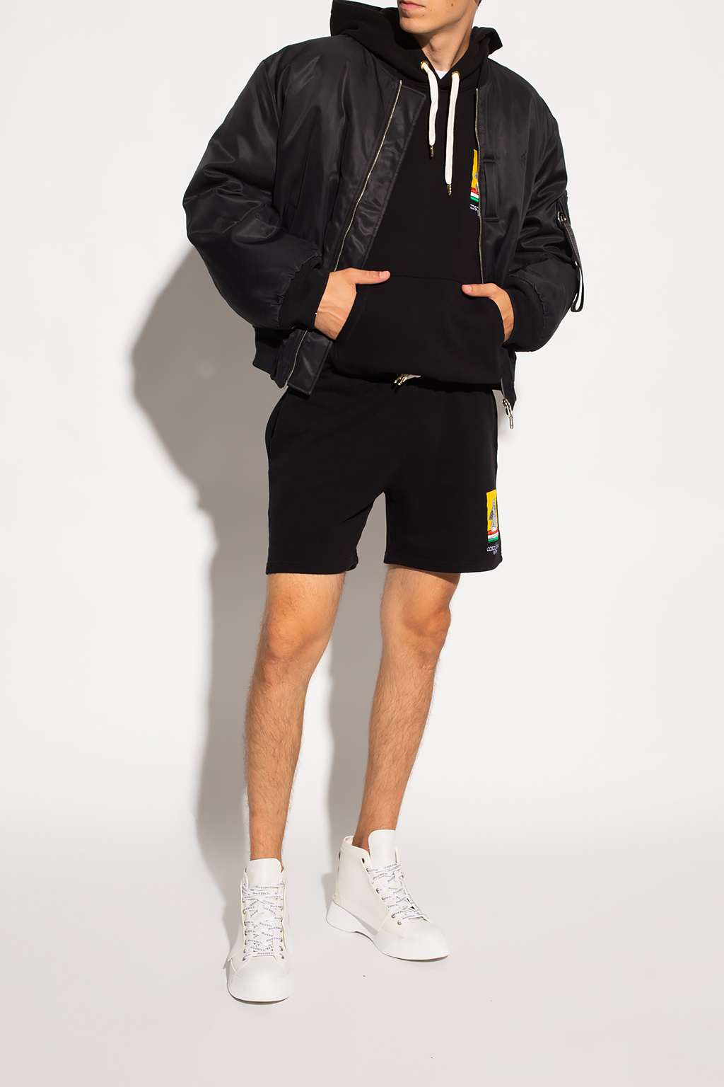 IetpShops | Casablanca Sweat shorts with logo | Eterna kurzarm hemd regular  fit upcycling shirt oxford gelb unifarben | Men's Clothing