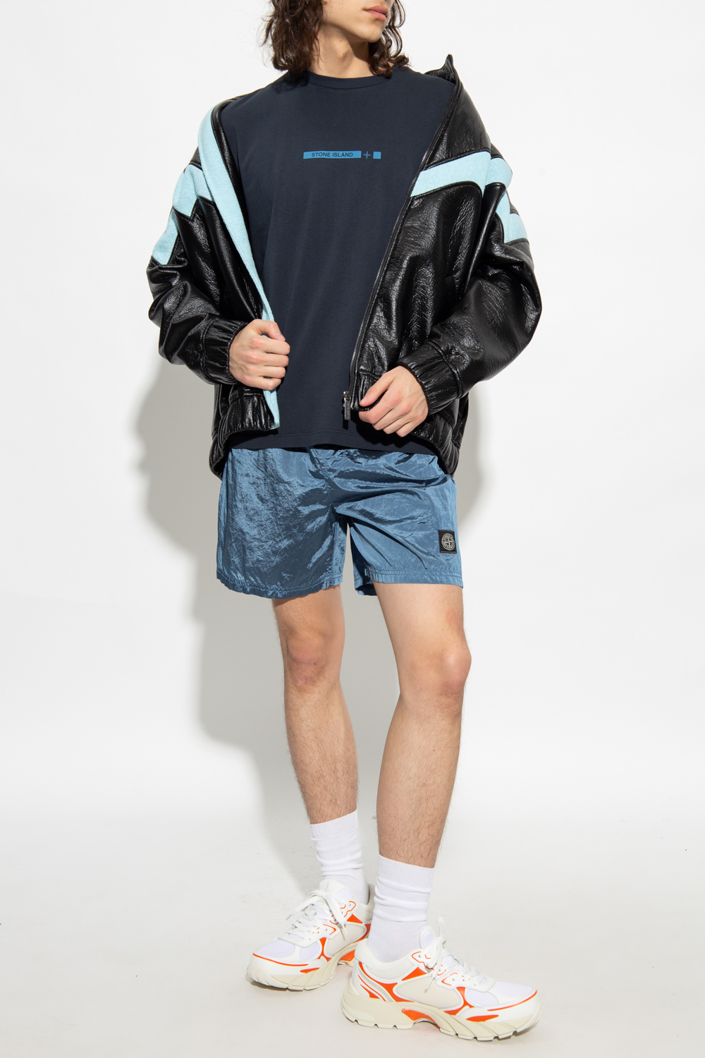 Stone Island drawstring waist wool shorts Grau