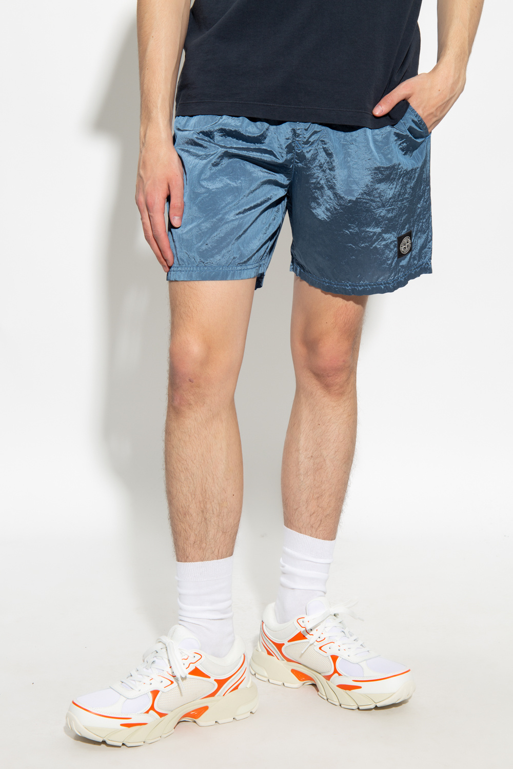 Stone Island drawstring waist wool shorts Grau