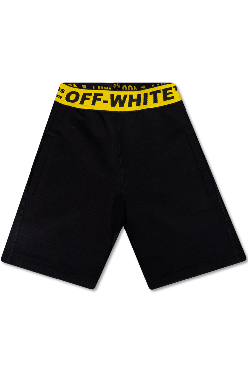 Off-White logo-embroidered cotton shorts - Black