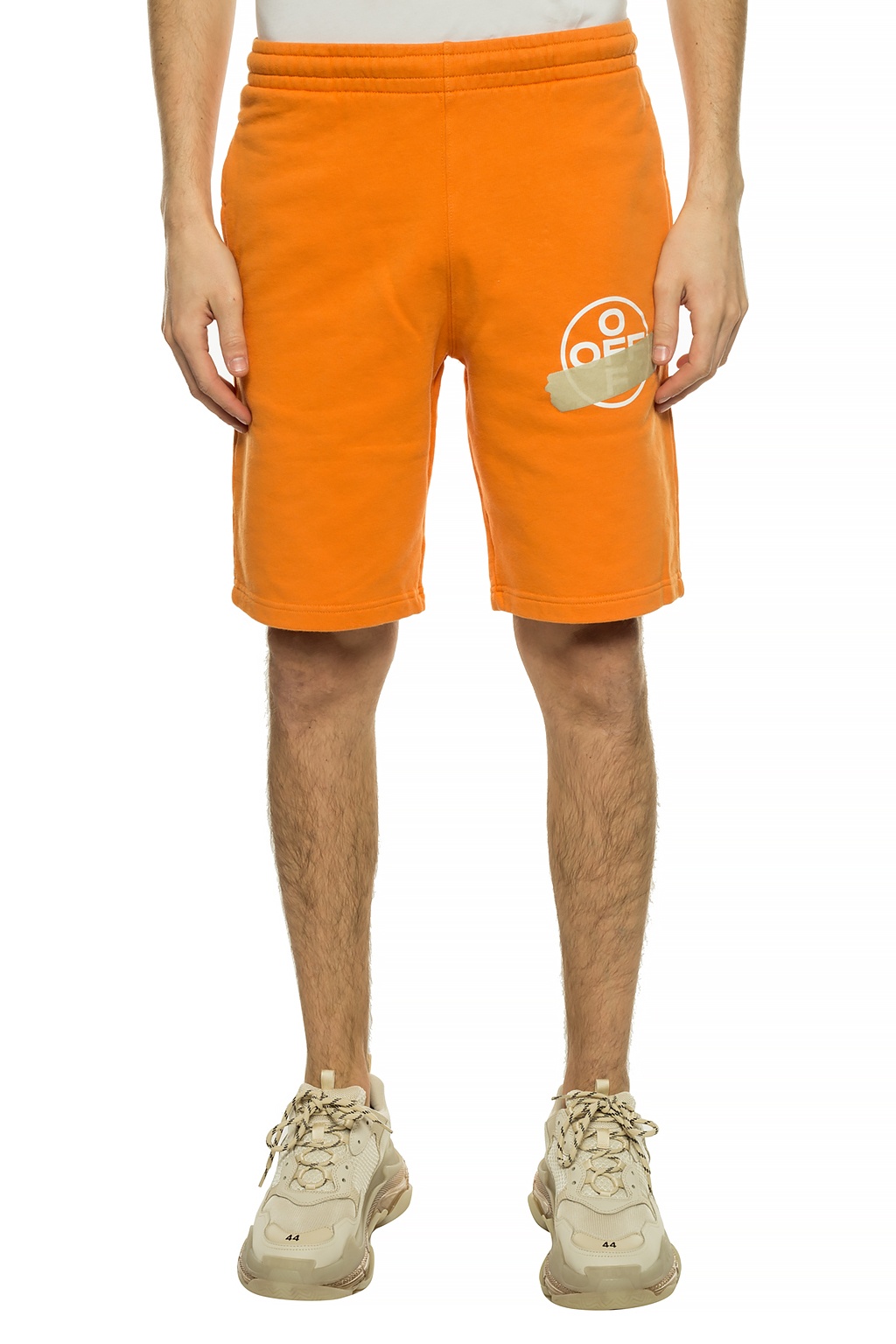 off white orange shorts