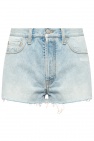 Off-White light blue Denim shorts with logo