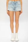 Off-White light blue Denim shorts with logo