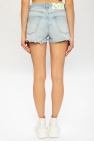 Off-White light blue Denim shorts with logo