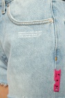 Off-White light blue Denim shorts with logo