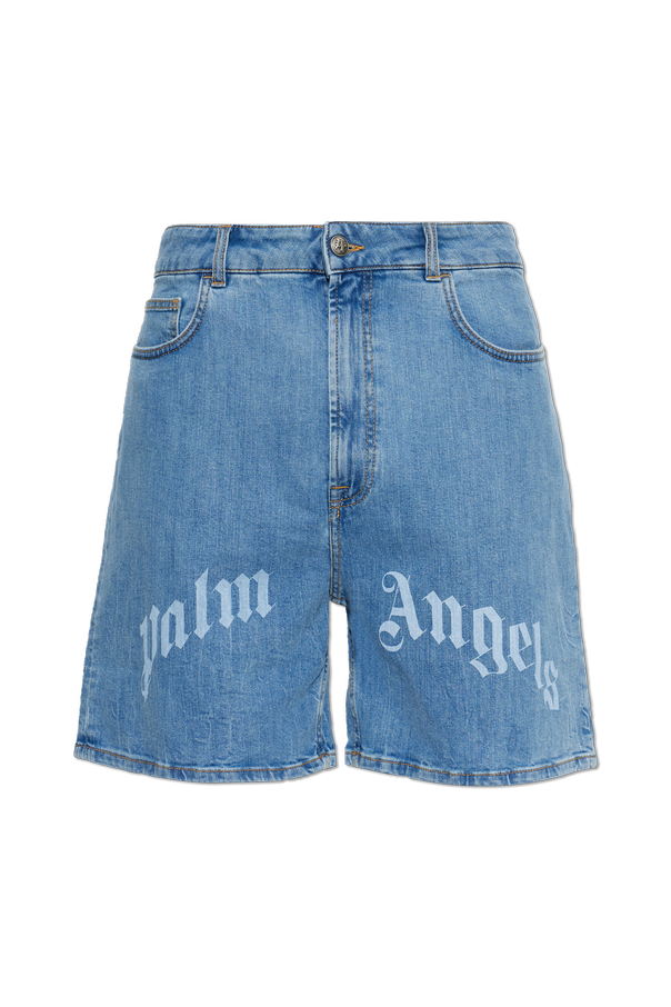 Palm Angels Denim Shorts with Logo
