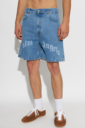 Palm Angels Denim Shorts with Logo