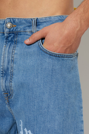 Palm Angels Denim Shorts with Logo