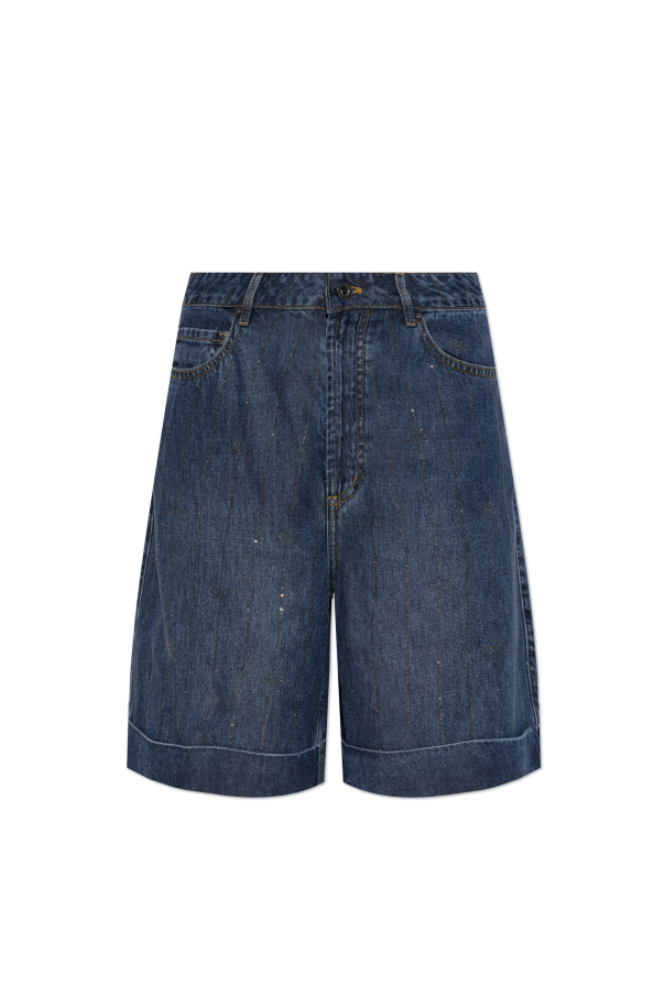 Denim shorts with shimmering sequins od Self-Portrait
