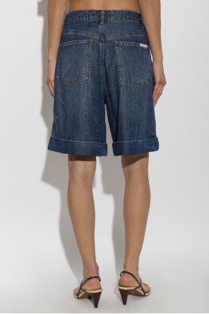 Self-Portrait Denim shorts with shimmering sequins