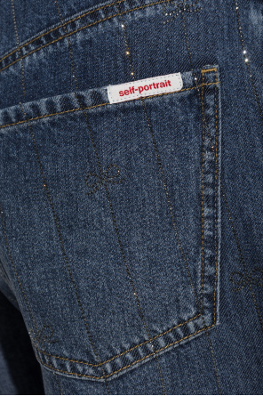 Self-Portrait Denim shorts with shimmering sequins