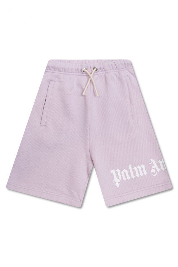 Palm Angels Kids Sæt med cropped hættetrøje og shorts i hvid frotte