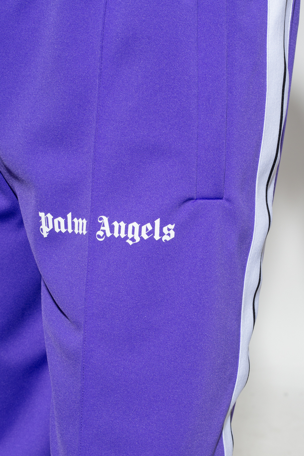 logo-waistband striped turtleneck top in blue - Palm Angels® Official