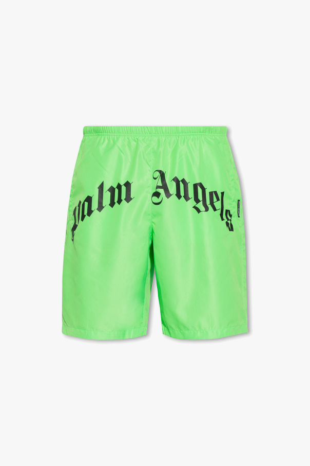 Palm Angels Swimming checkerboard shorts with logo