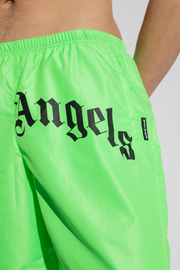 Palm Angels Swimming checkerboard shorts with logo