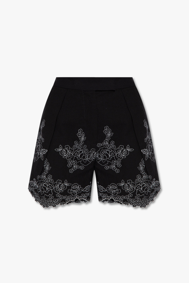 Erdem ‘Violeta’ Chevron shorts with floral motif