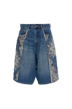 Denim Bermuda shorts with appliqués