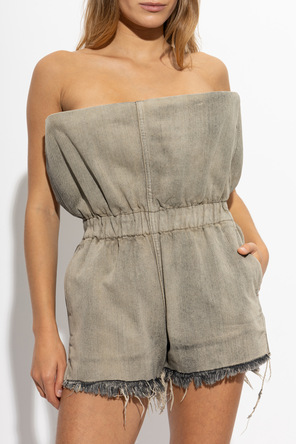 Rick Owens Asymmetrical Strapless Jumpsuit in Smoky Grey by Rick Owens