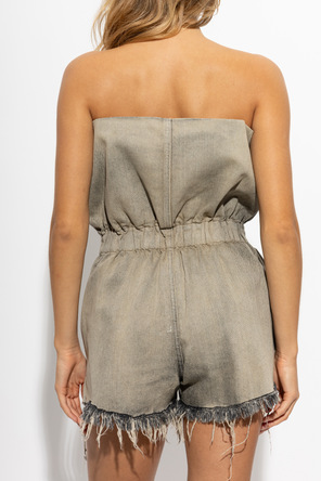 Rick Owens Asymmetrical Strapless Jumpsuit in Smoky Grey by Rick Owens