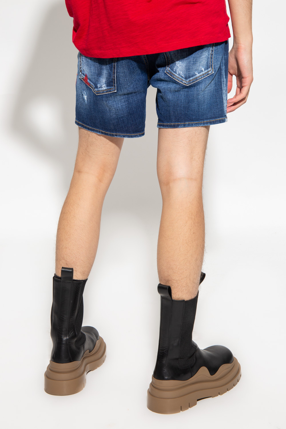 Dsquared2 Distressed Denim COMMANDO Shorts with Dark Wash men