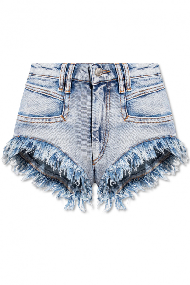 Isabel Marant Étoile fringe-trim denim shorts - Blue