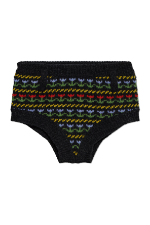 Wool Shorts with Floral Pattern
