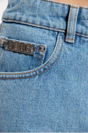 GCDS Denim shorts with embellished belt
