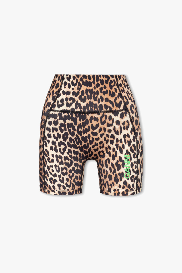 Ganni Brown Shorts with animal motif