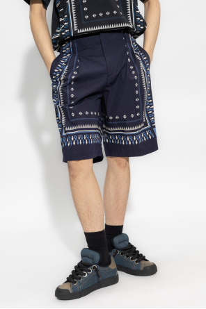 Etro navy Shorts with geometrical pattern