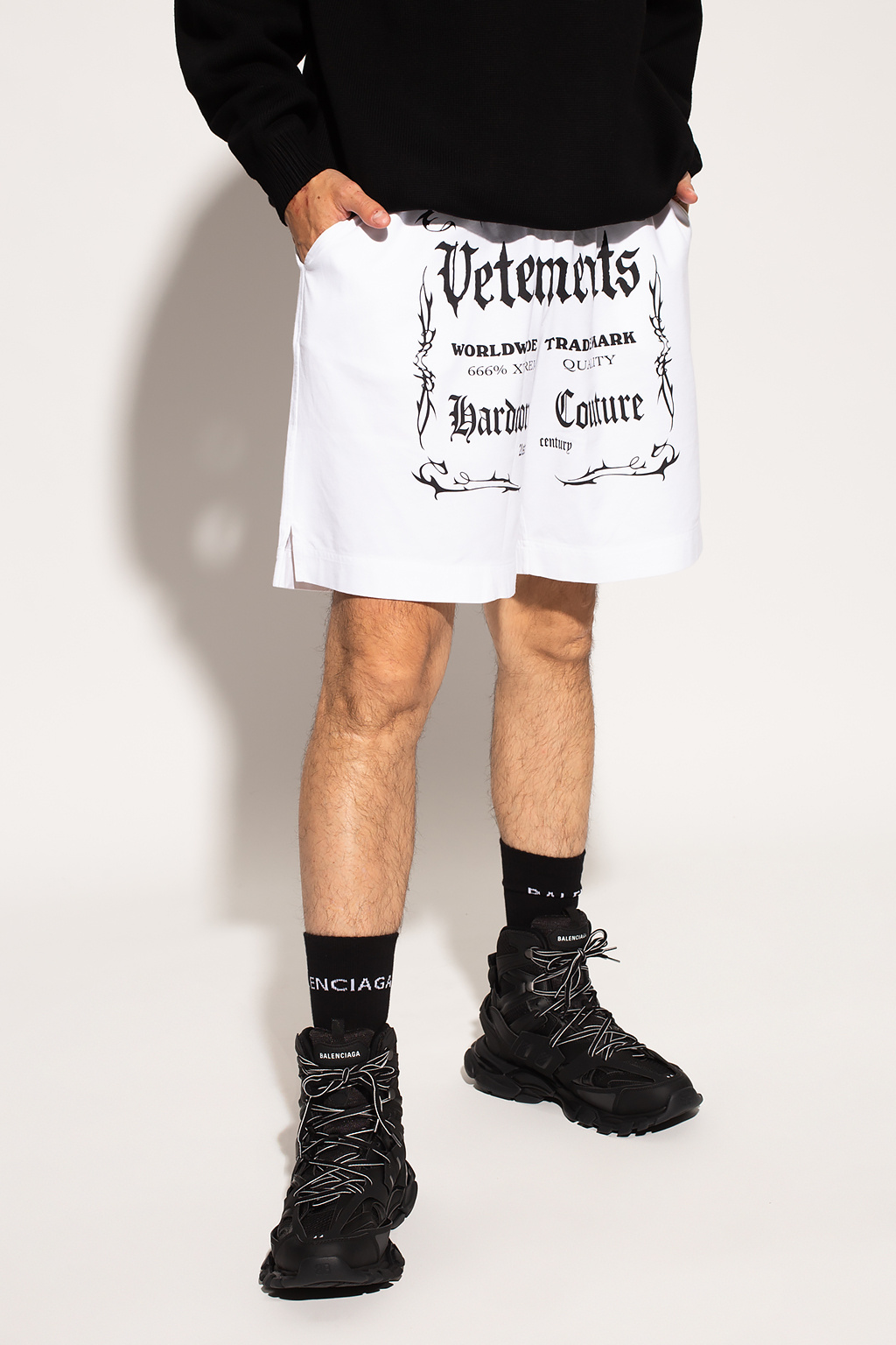 VETEMENTS shorts asymmetric with logo