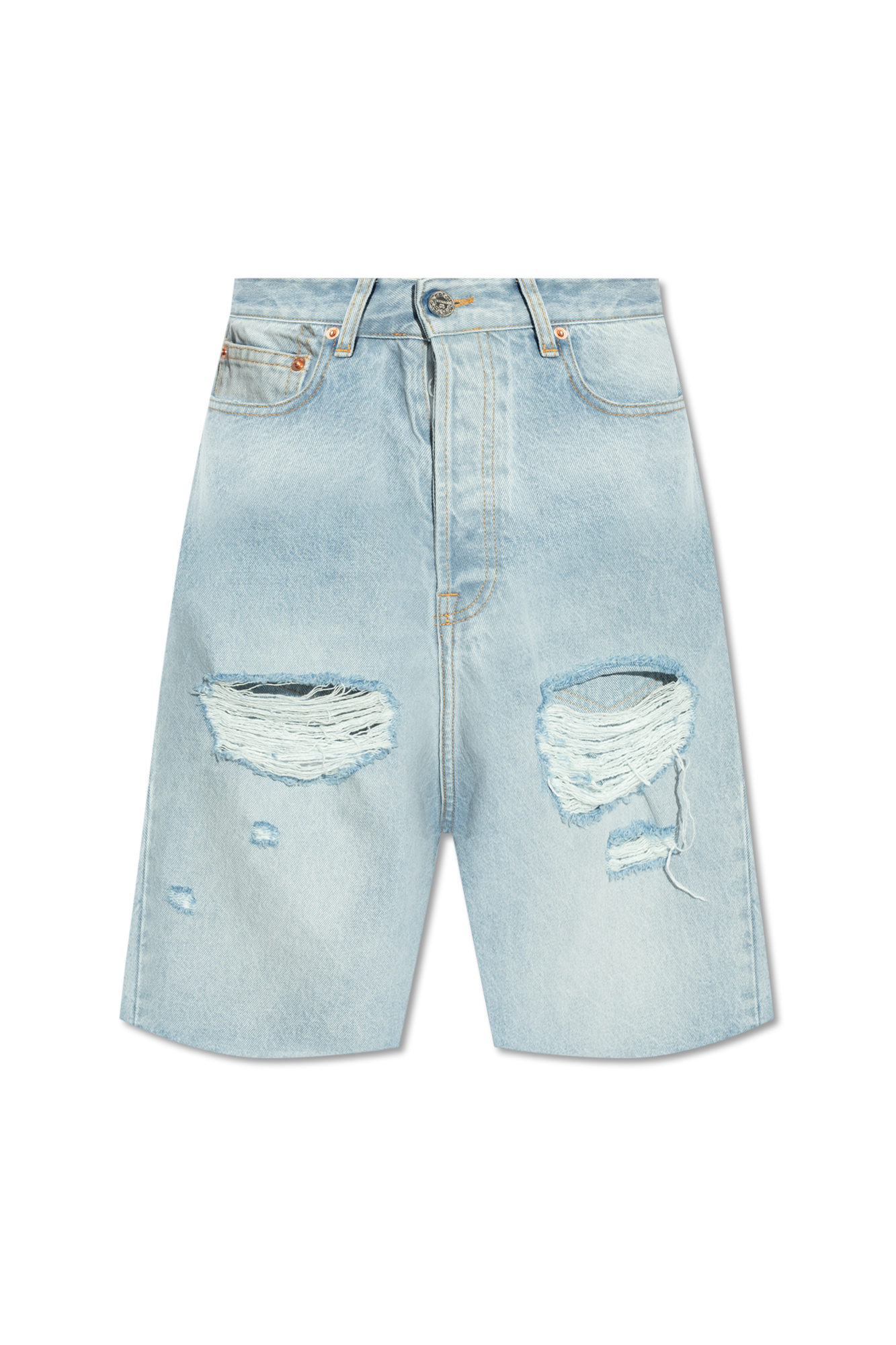 VETEMENTS Distressed denim Crest shorts