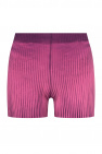 diagonal stripe cotton shorts