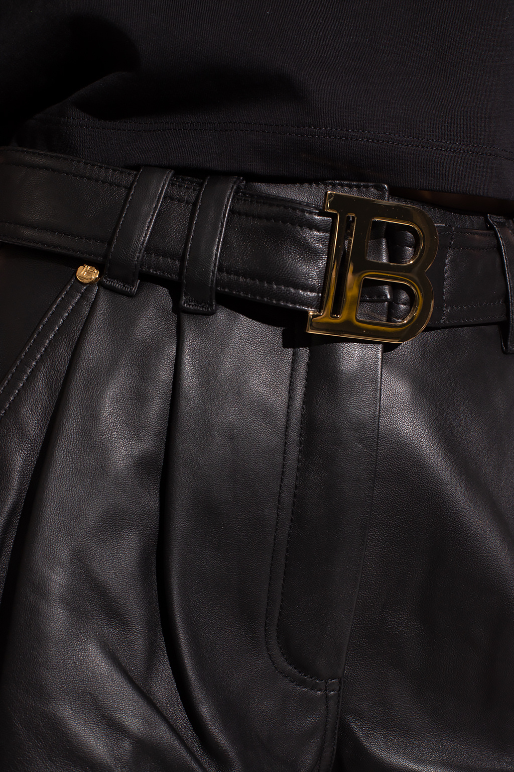 Balmain Leather shorts