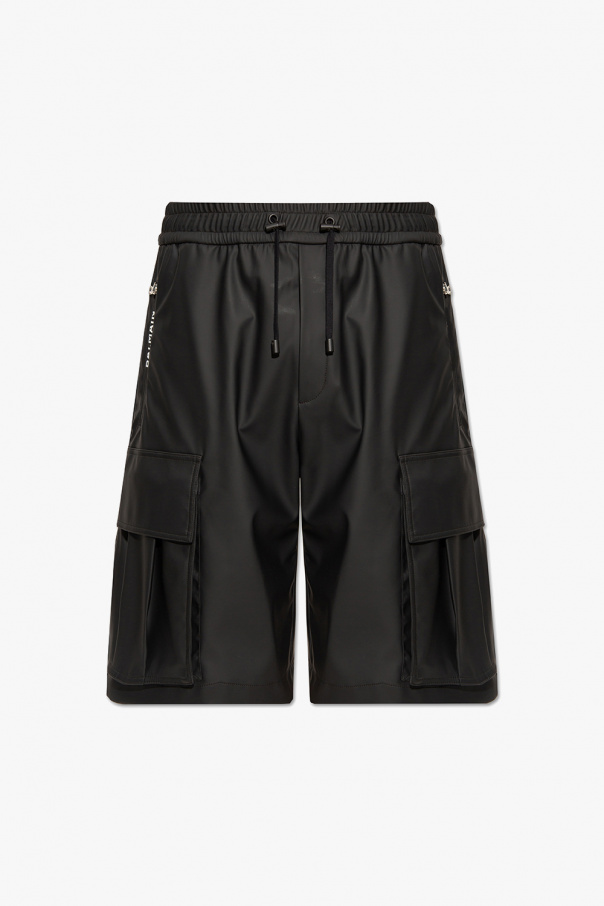balmain logo-embossed Shorts from vegan leather