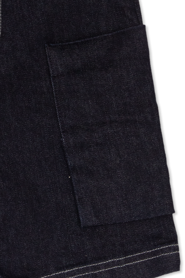 bow-embellished jacquard mini dress Black Denim shorts