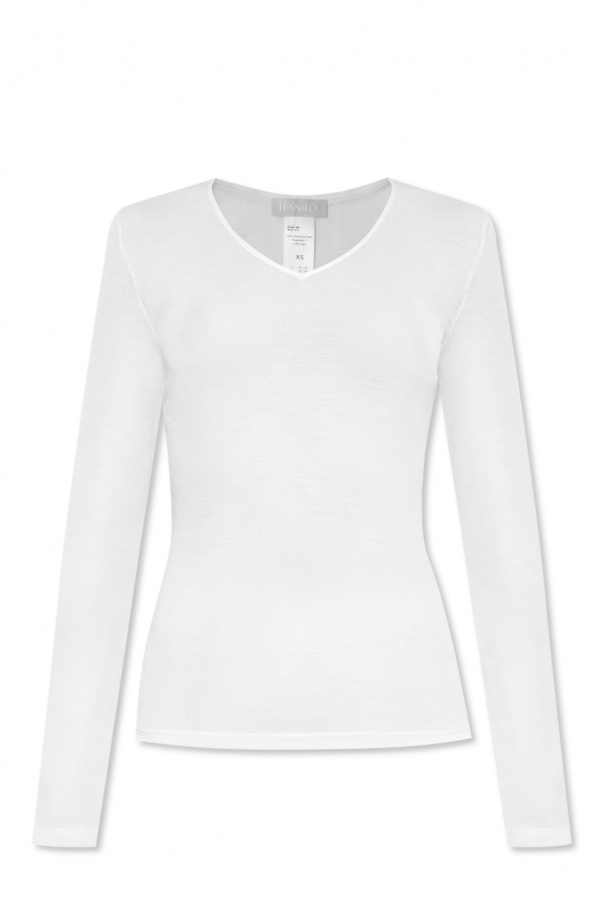 Hanro Ladies ski underwear Wool & Silk V-neck shirt black 071418
