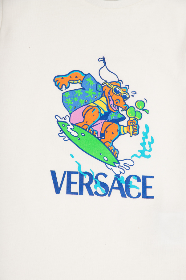 Versace Kids Comme Des Garçons Shirt Sneakers a righe Bianco