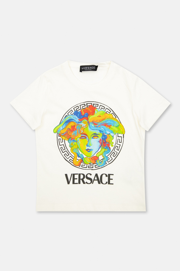 Versace Kids logo-stripe cotton sweatshirt